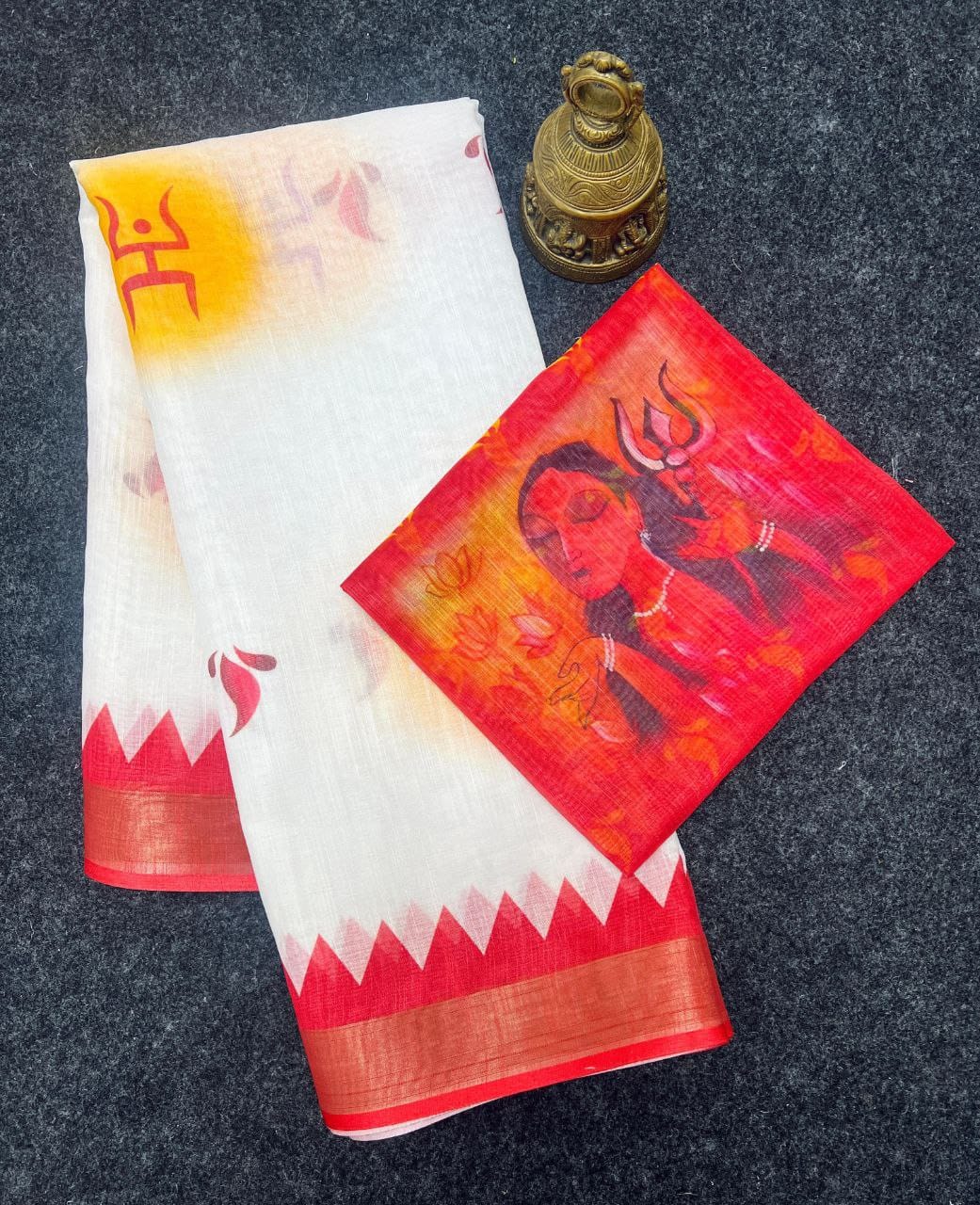 Devika Saree – MG468 | Graceful Linen Saree with Digital Print -A1