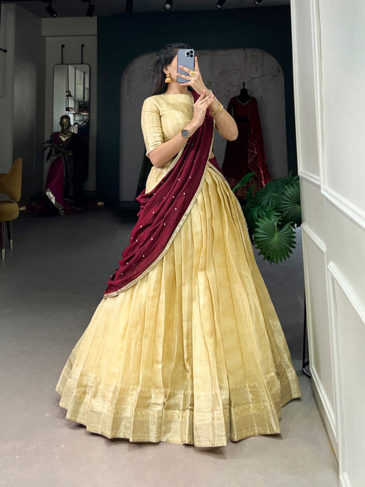 KESARIYA Collection – South’s Signature Weave in a Festive Lehenga Set - CRM