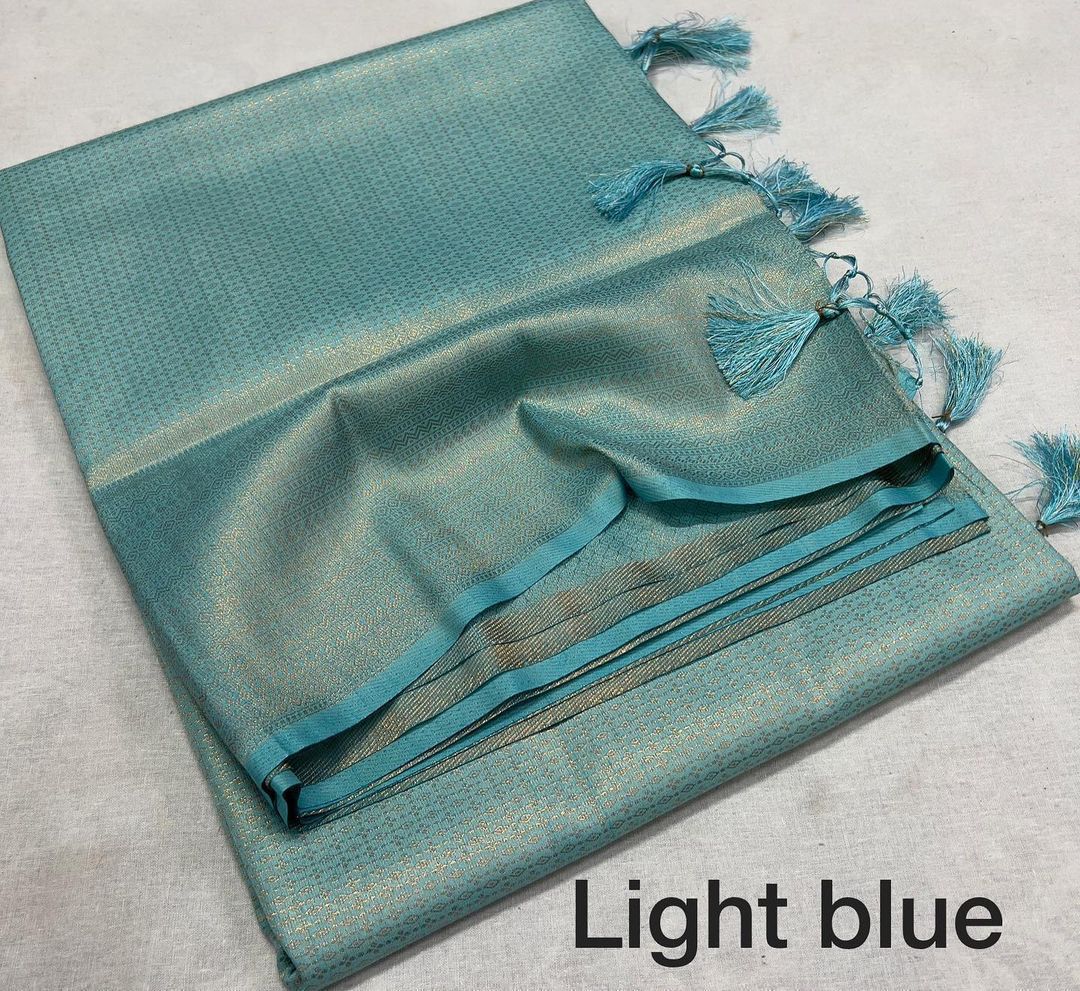 Kubera Pattu Soft Silk Saree – Elegant Jacquard Design - Light Blue