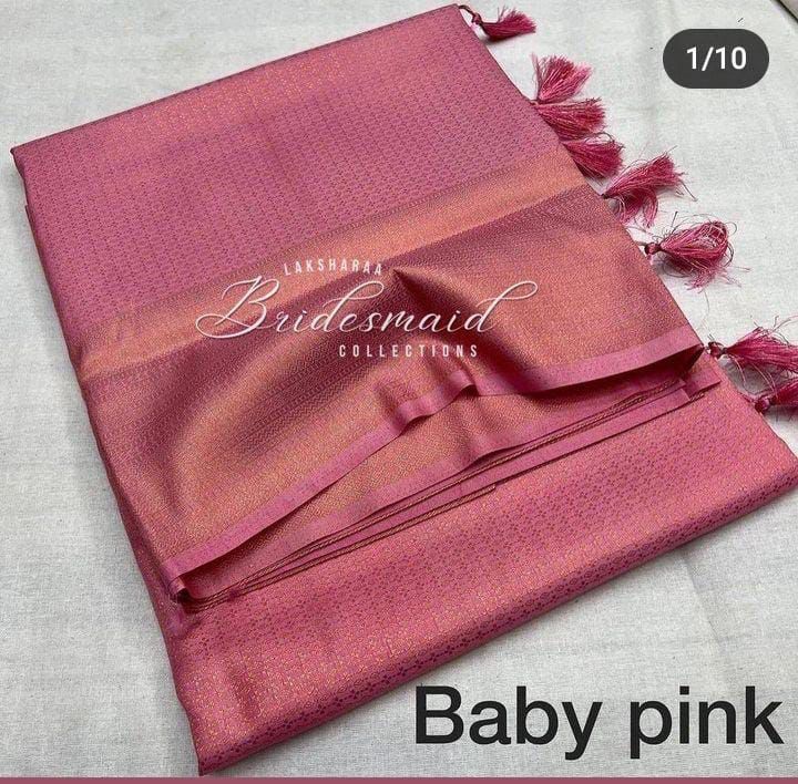 Kubera Pattu Soft Silk Saree – Elegant Jacquard Design - Baby Pink