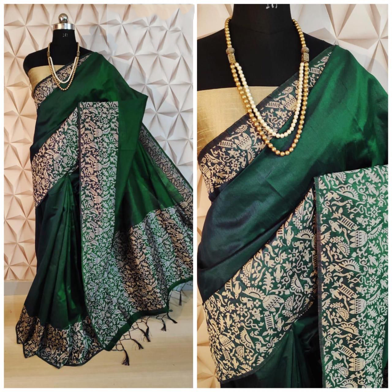 Stylish Row Silk Saree Collection - Green