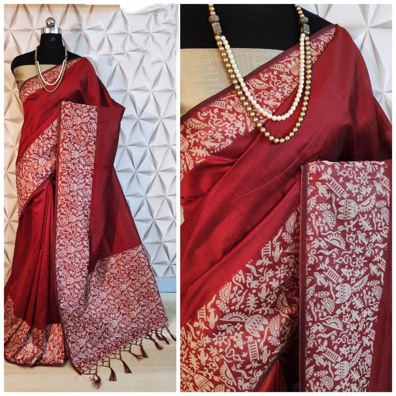 Stylish Row Silk Saree Collection - Meroon