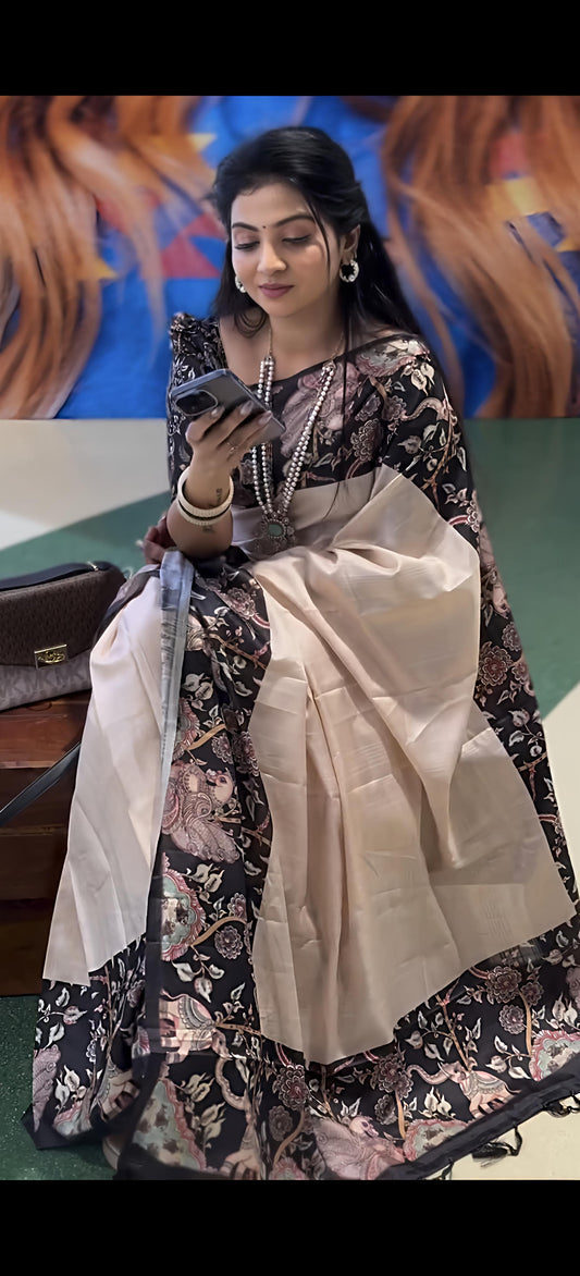 Laxmi Hathi Tussar Silk Saree with Elephant Print