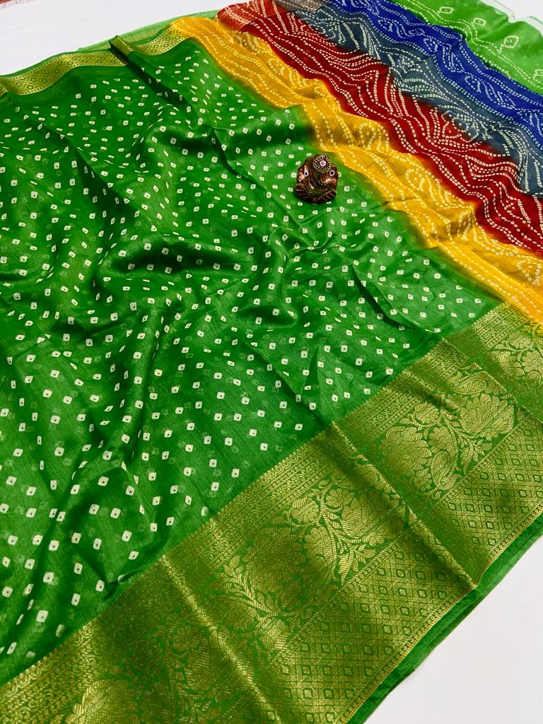 Bandhej Saree with Jacquard Weaving A3