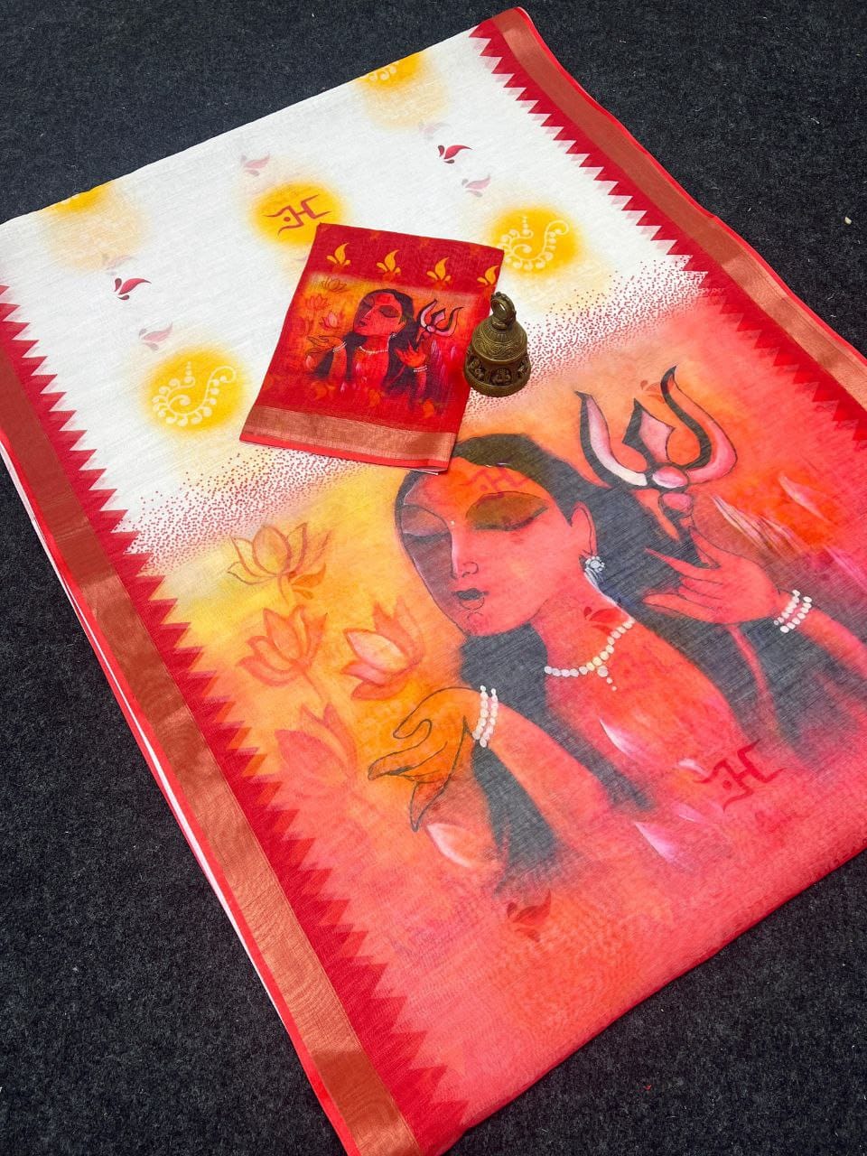 Devika Saree – MG468 | Graceful Linen Saree with Digital Print -A1