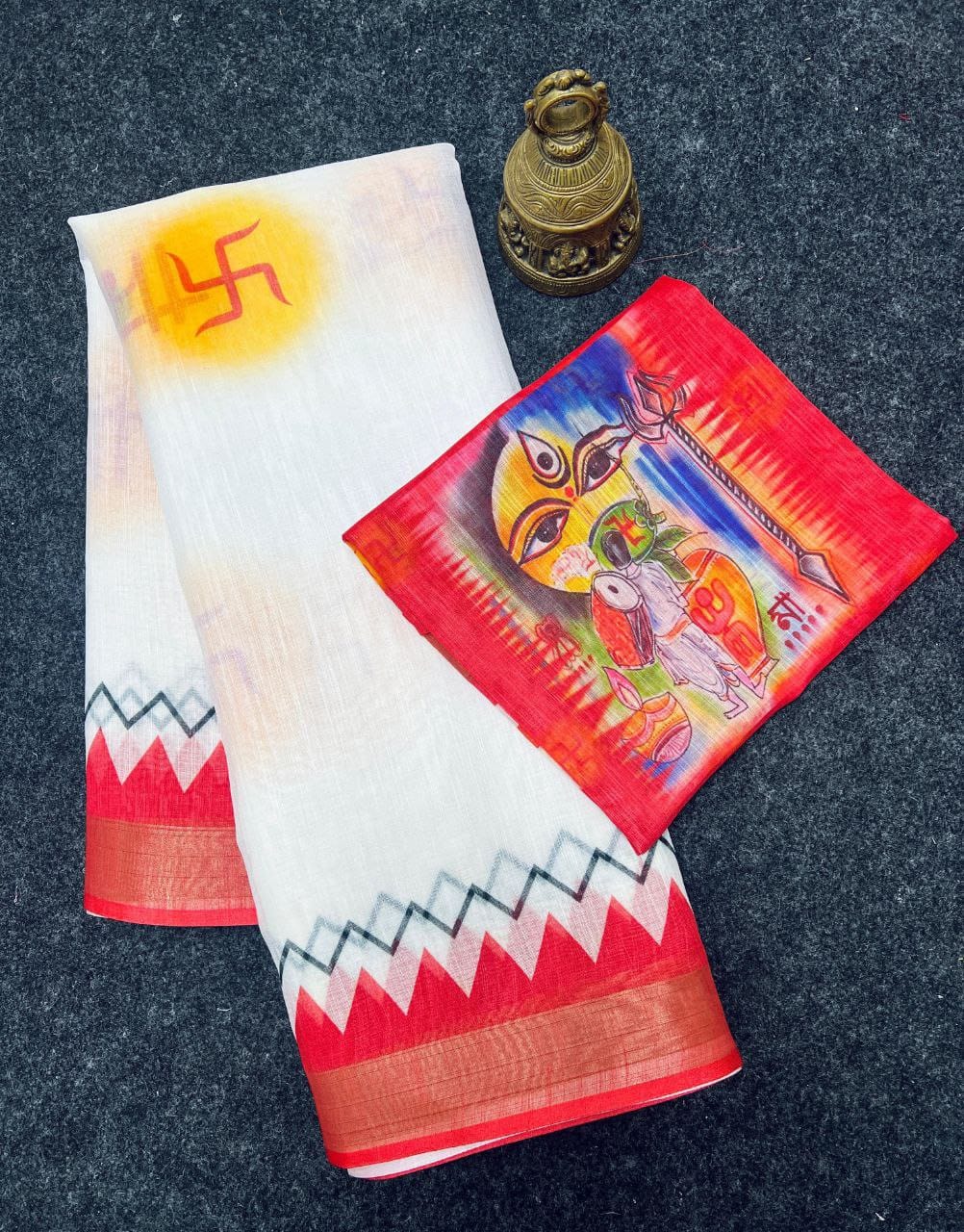 Devika Saree – MG468 | Graceful Linen Saree with Digital Print -A3