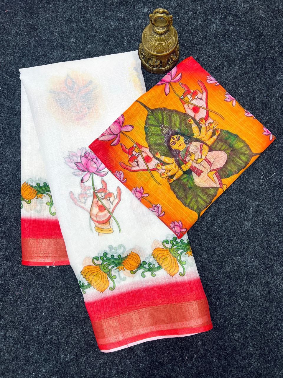 Devika Saree – MG468 | Graceful Linen Saree with Digital Print -A4