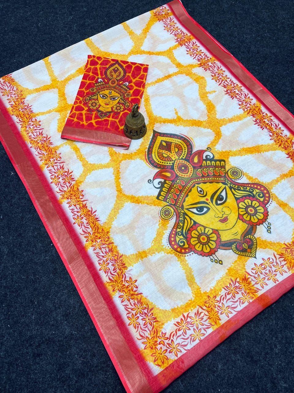 Devika Saree – MG468 | Graceful Linen Saree with Digital Print -A5