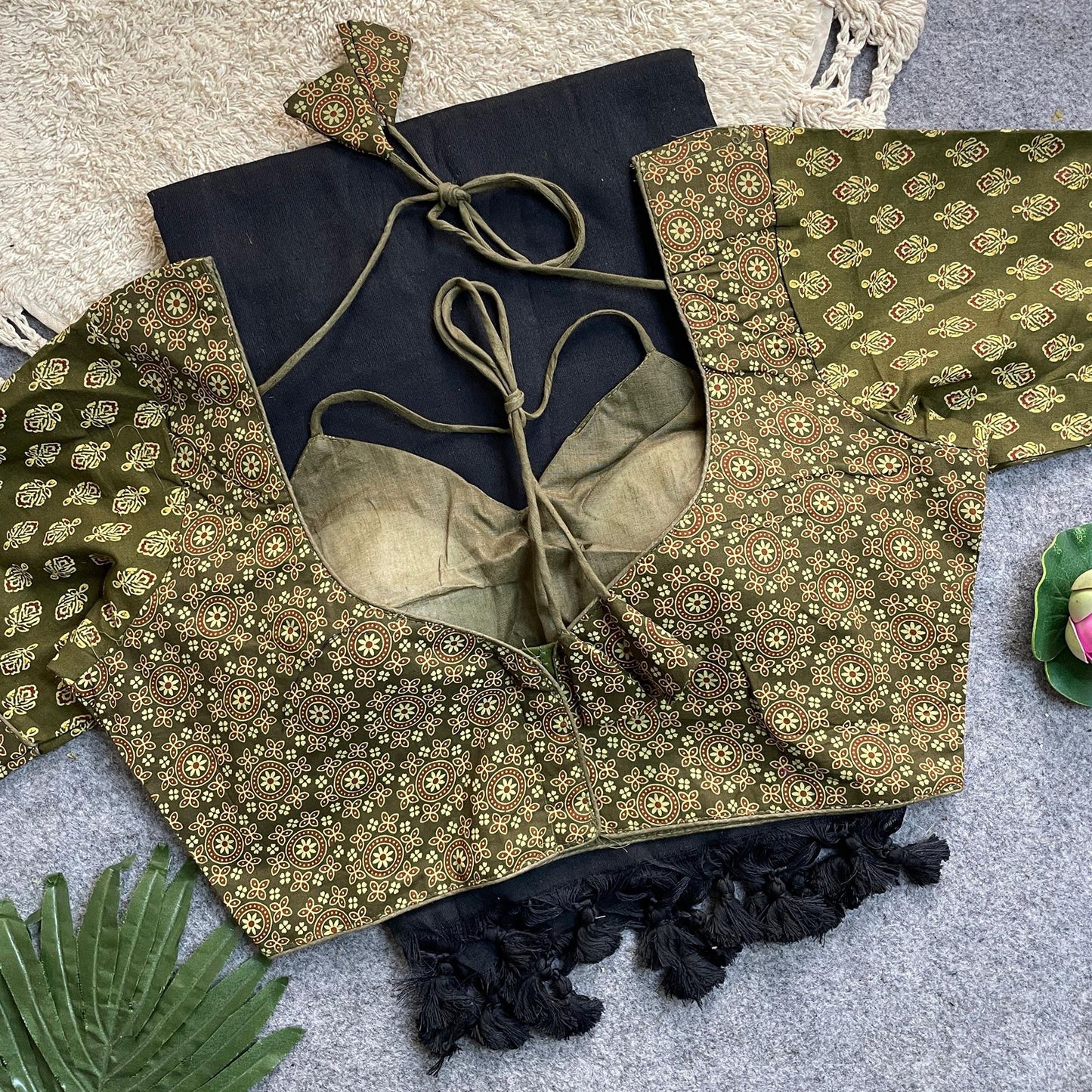 Khadi Cotton Silk Saree with Readymade Ajrakh Blouse – WF-02 A5