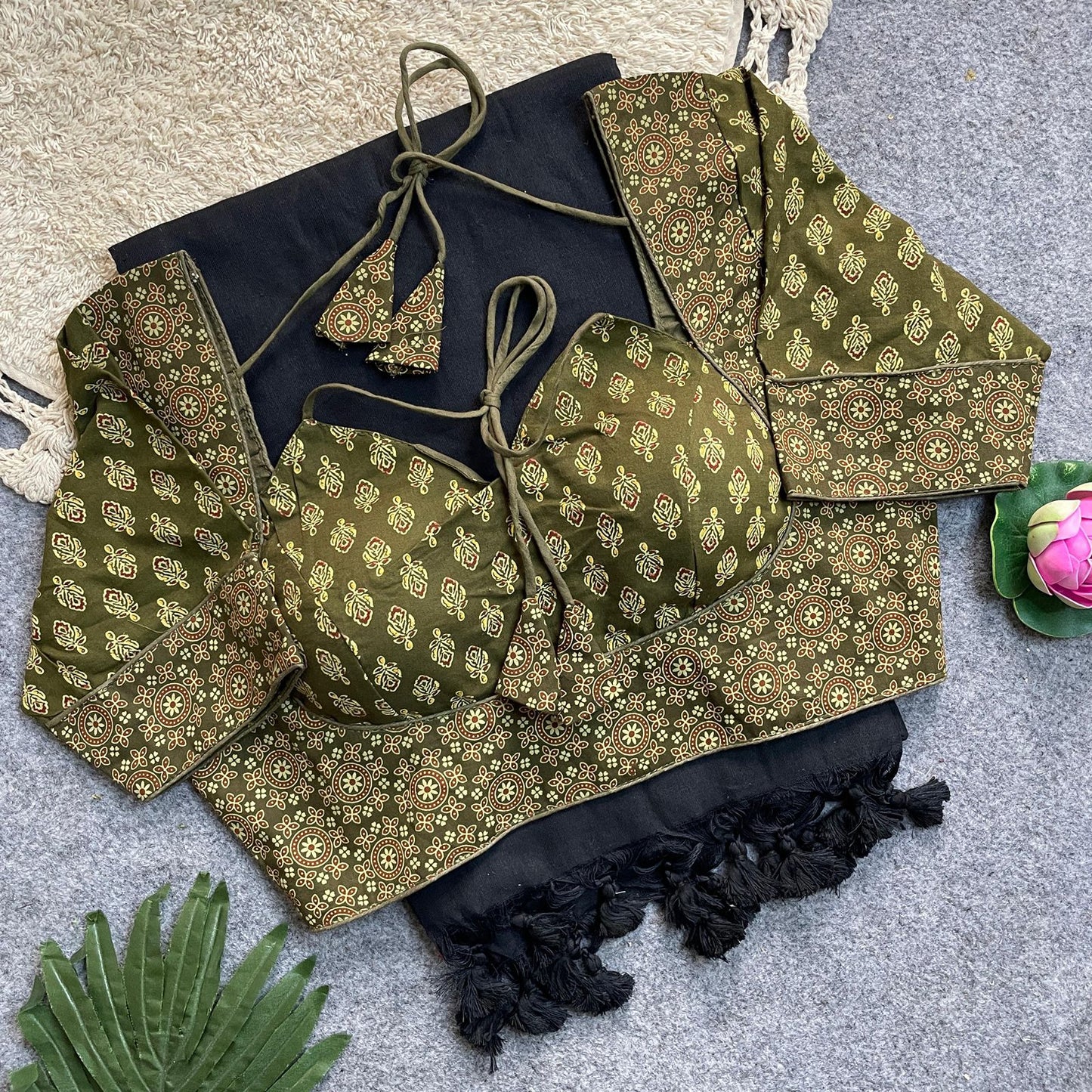 Khadi Cotton Silk Saree with Readymade Ajrakh Blouse – WF-02 A5