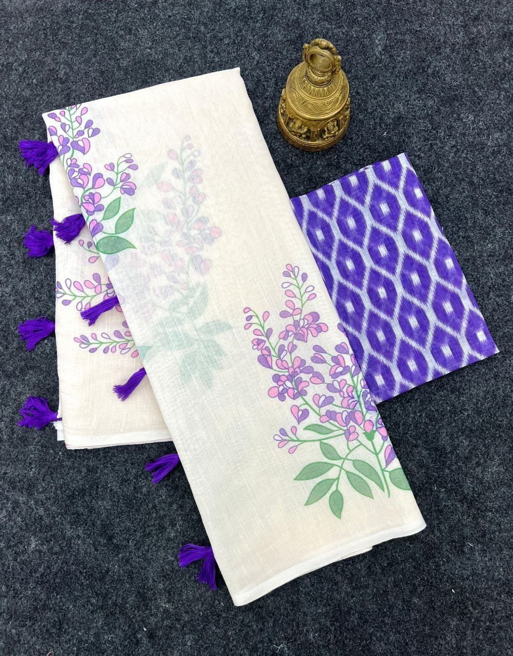 MG529 – Mangalya Linen Saree with Latkan Detail - Lavender