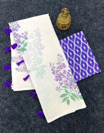 MG529 – Mangalya Linen Saree with Latkan Detail - Lavender