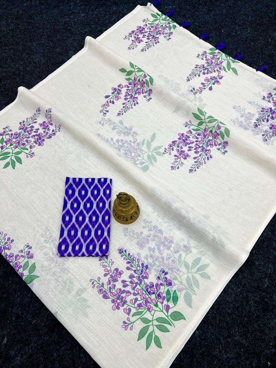 MG529 – Mangalya Linen Saree with Latkan Detail - Lavender