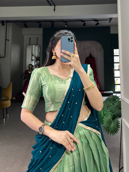 KESARIYA Collection – South’s Signature Weave in a Festive Lehenga Set - PISTA