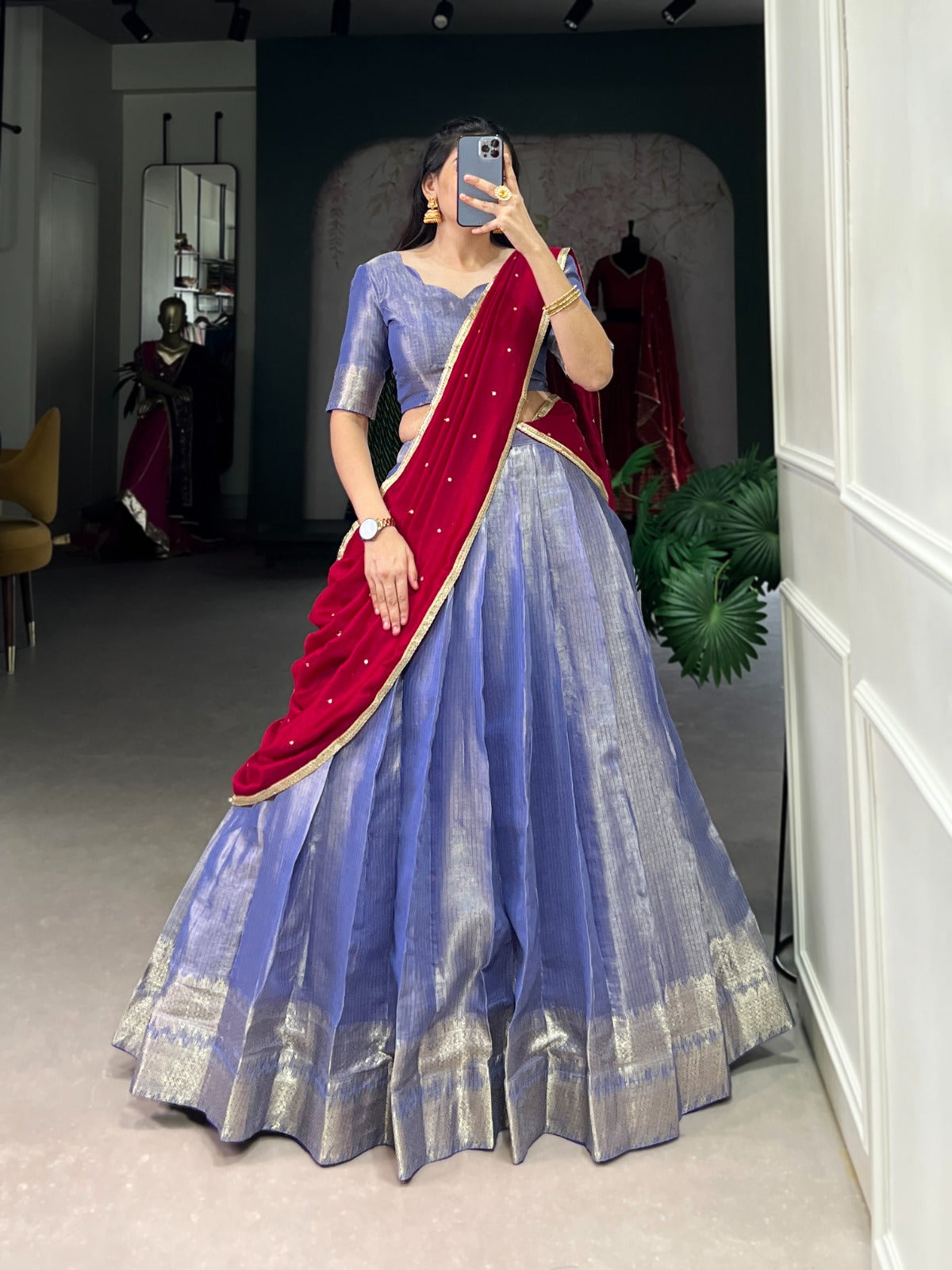 KESARIYA Collection – South’s Signature Weave in a Festive Lehenga Set - BLUE