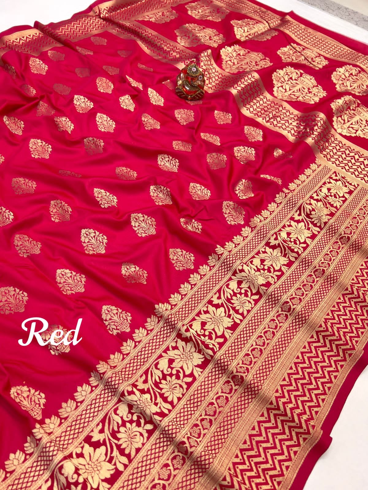RANJAN – Festive Soft Silk Weaving Saree - Red