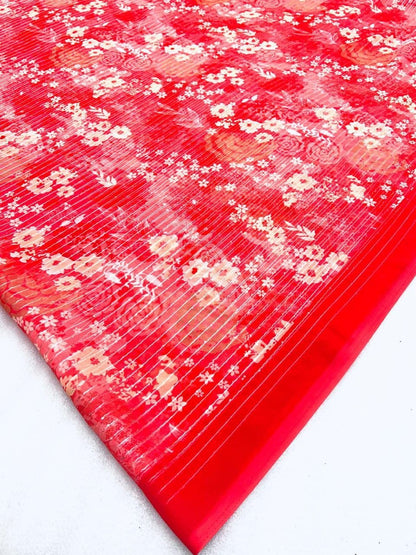 MG528 Georgette Saree with Digital Print & Crochet Sequin Work