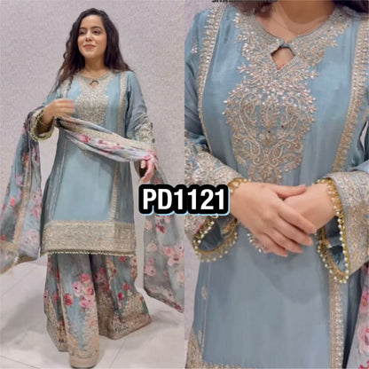 Designer Readymade Top-Plazzo & Dupatta Collection – Code PD1121