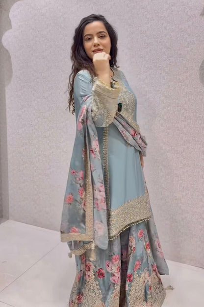 Designer Readymade Top-Plazzo & Dupatta Collection – Code PD1121