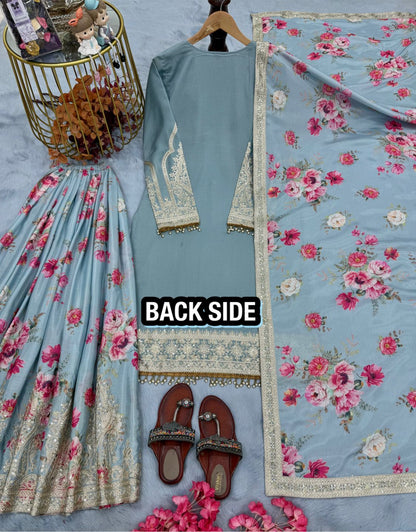 Designer Readymade Top-Plazzo & Dupatta Collection – Code PD1121