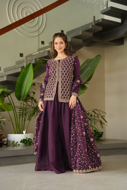 LW-9247 – Premium Designer Top-Bottom-Dupatta Set - Wine