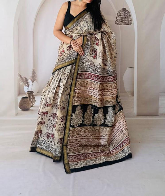 YASHVI – Traditional Cotton Silk Saree with Digital Pallu - A1