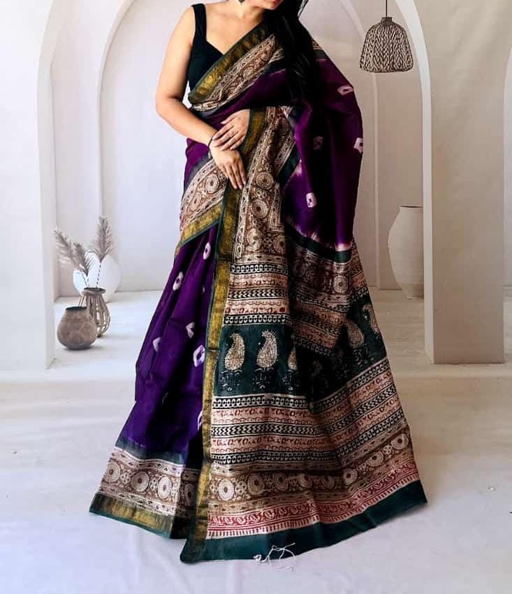 YASHVI – Traditional Cotton Silk Saree with Digital Pallu - A2