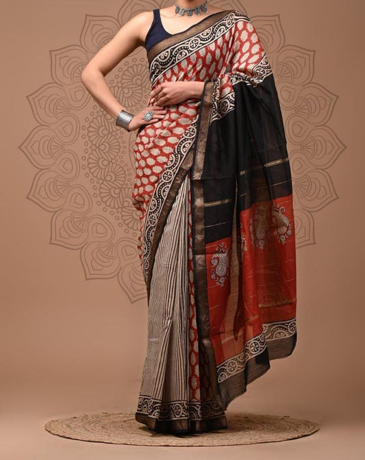 YASHVI – Traditional Cotton Silk Saree with Digital Pallu - A6