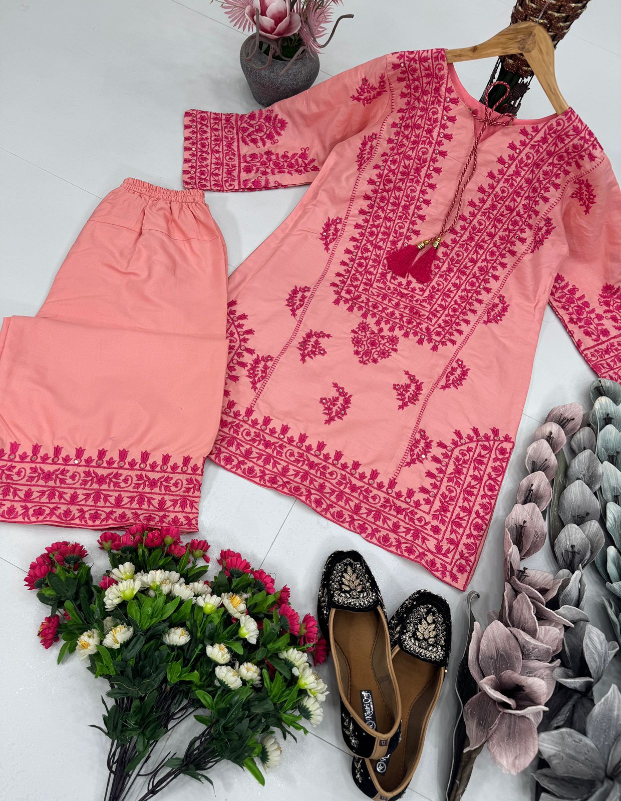 KF-1694 – New Designer Jam Cotton Salwar Suit - Light Pink