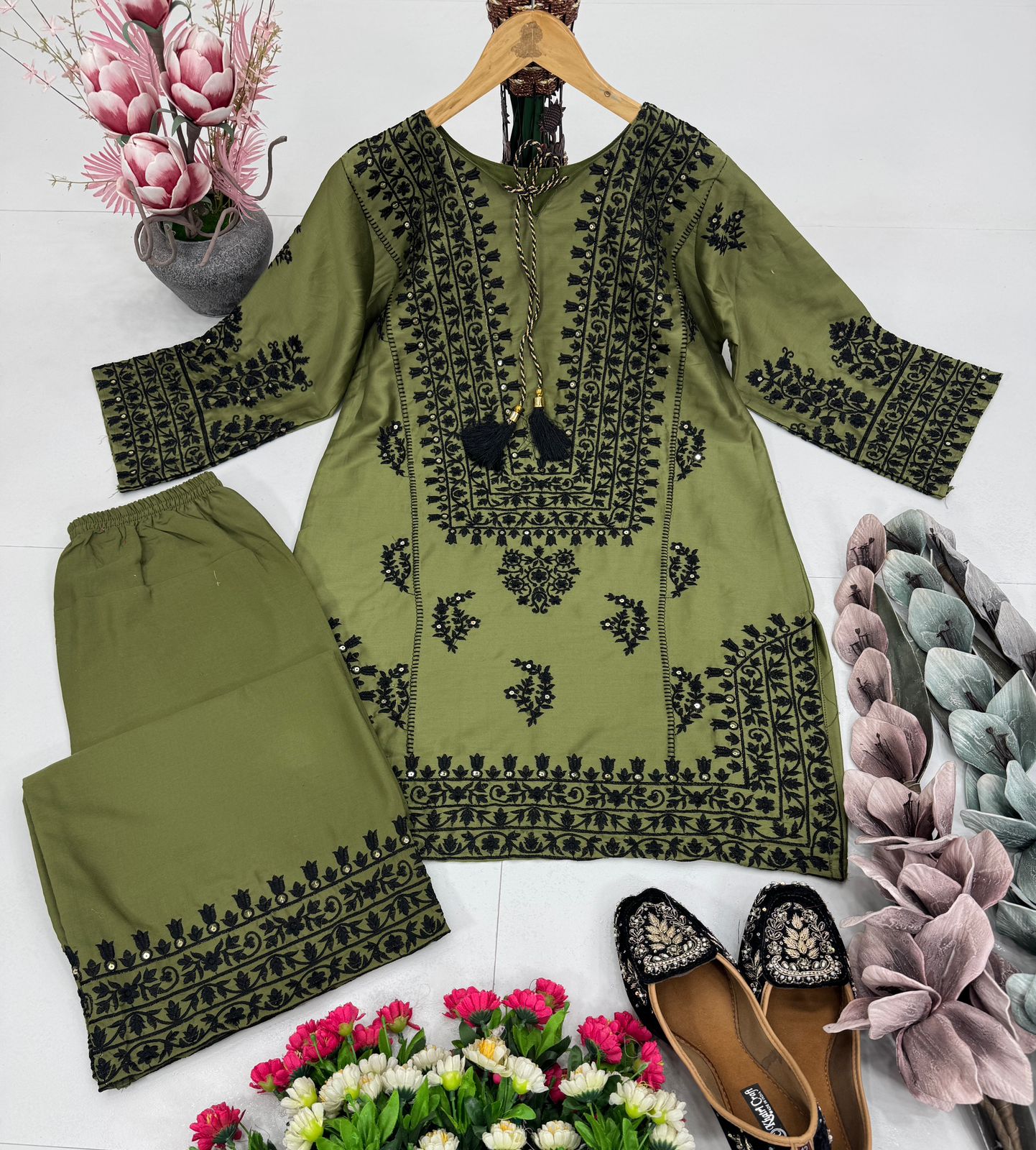 KF-1694 – New Designer Jam Cotton Salwar Suit - Green