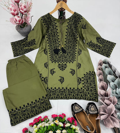 KF-1694 – New Designer Jam Cotton Salwar Suit - Green