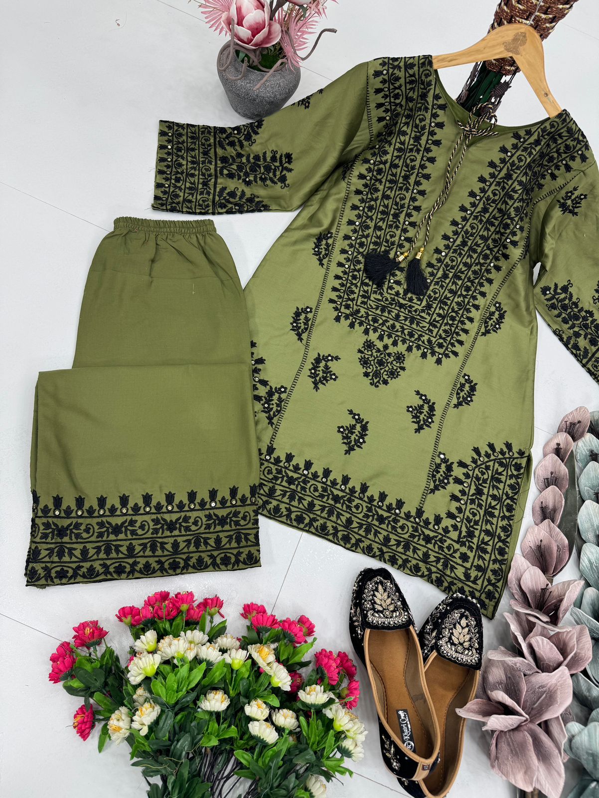 KF-1694 – New Designer Jam Cotton Salwar Suit - Green