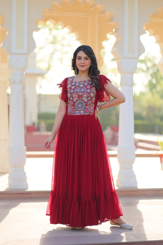 KA-1179 – Readymade Designer Gown Collection - Maroon