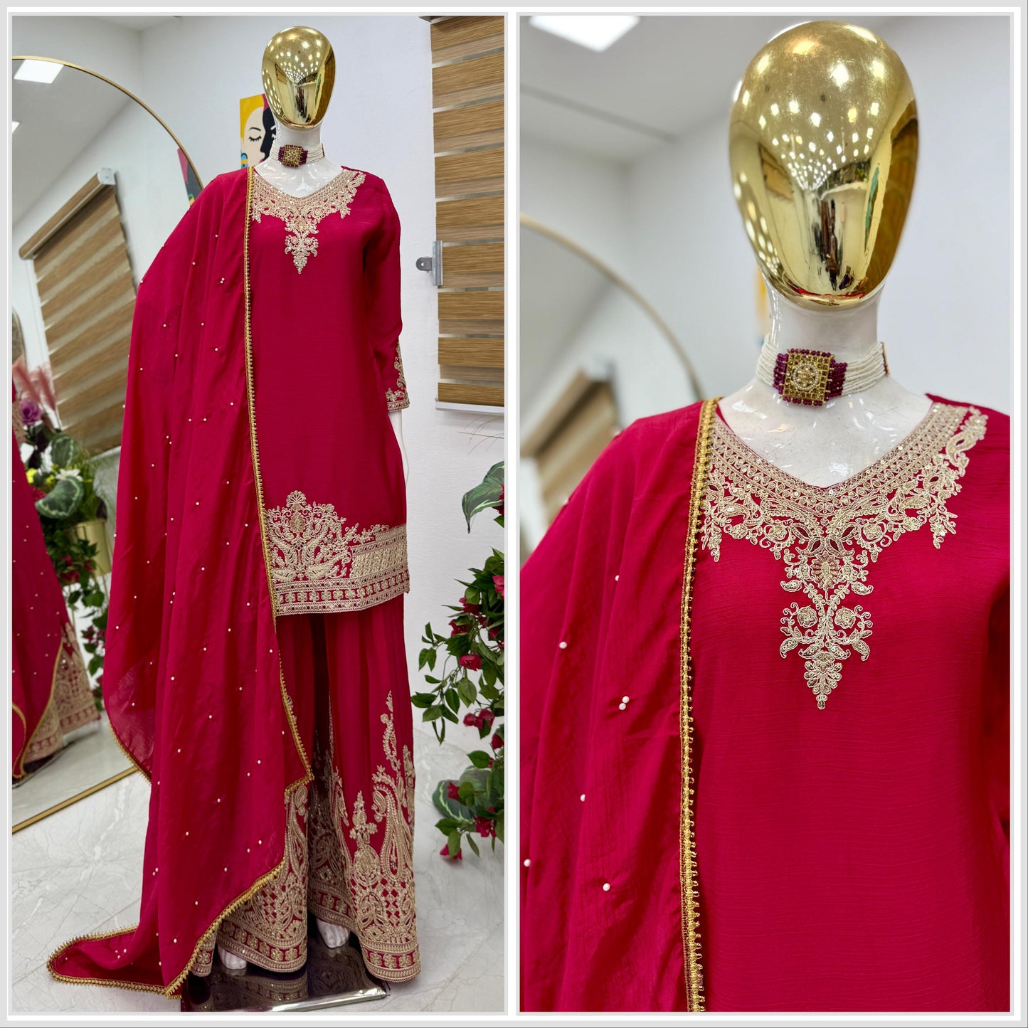Z-9283 – Designer Party Wear Sharara Suit Set - Red