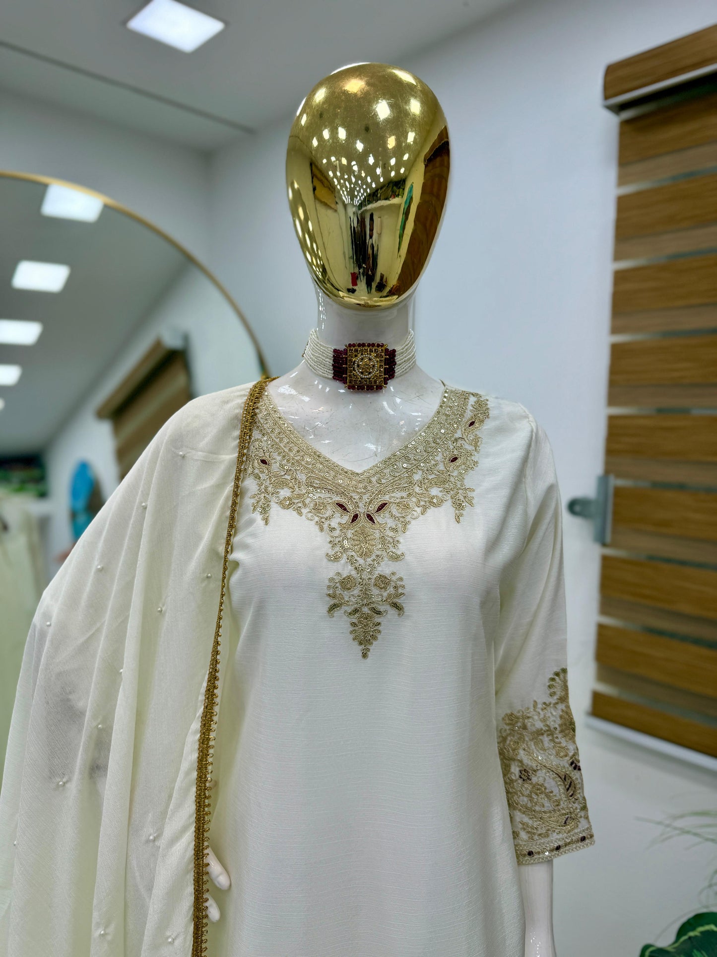 Z-9283 – Designer Party Wear Sharara Suit Set - White