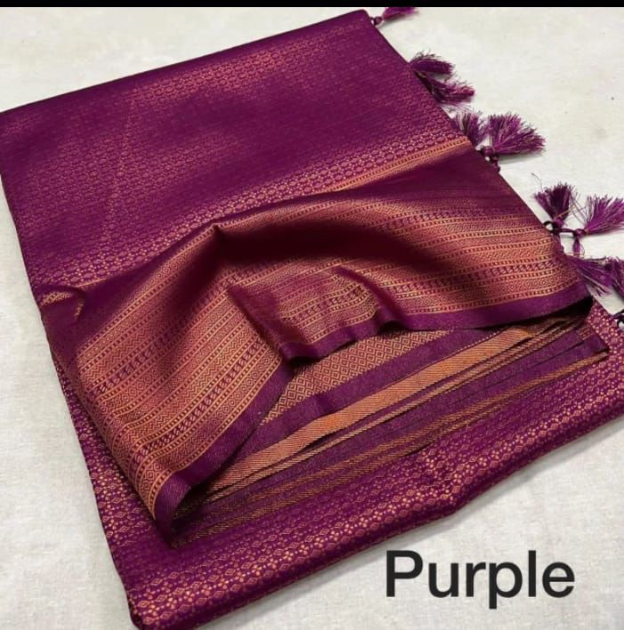 Kubera Pattu Soft Silk Saree – Elegant Jacquard Design - Purple