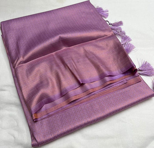 Kubera Pattu Soft Silk Saree – Elegant Jacquard Design - Lavender
