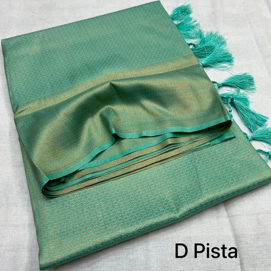 Kubera Pattu Soft Silk Saree – Elegant Jacquard Design - Pista