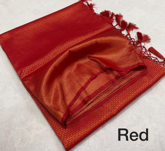 Kubera Pattu Soft Silk Saree – Elegant Jacquard Design - Red
