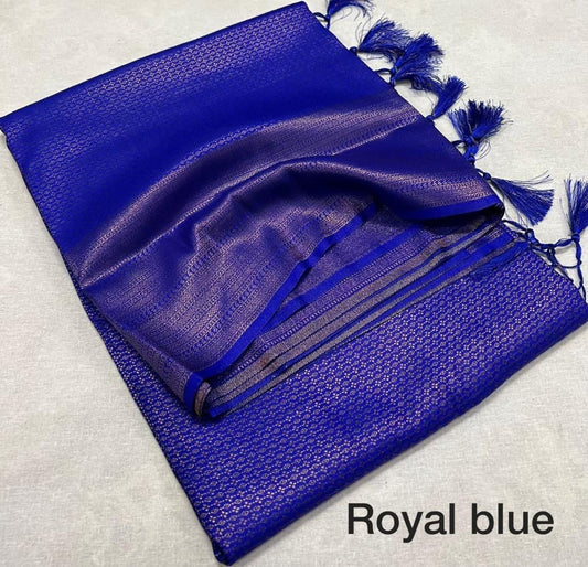 Kubera Pattu Soft Silk Saree – Elegant Jacquard Design - Royal Blue
