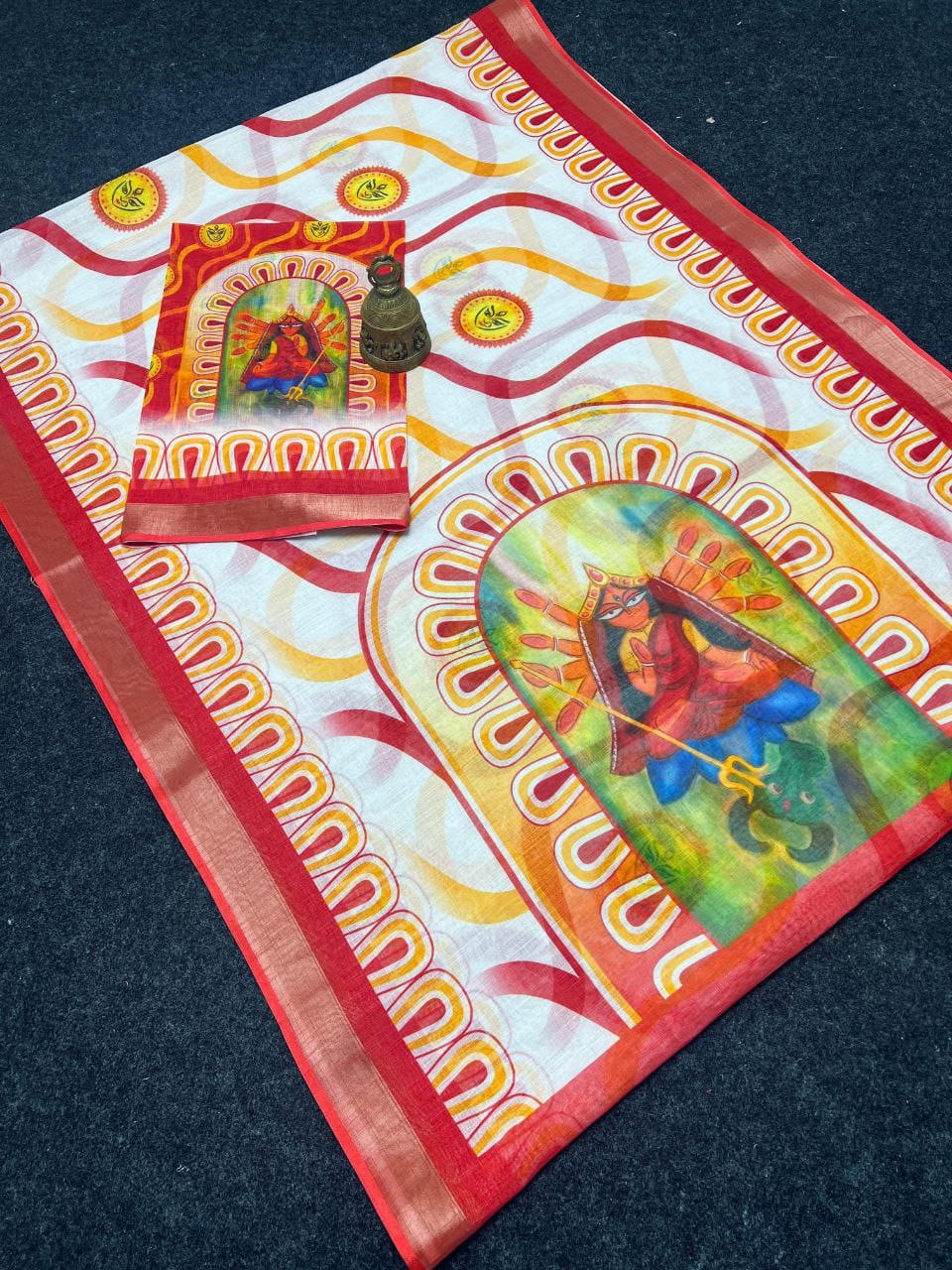 Devika Saree – MG468 | Graceful Linen Saree with Digital Print -A8