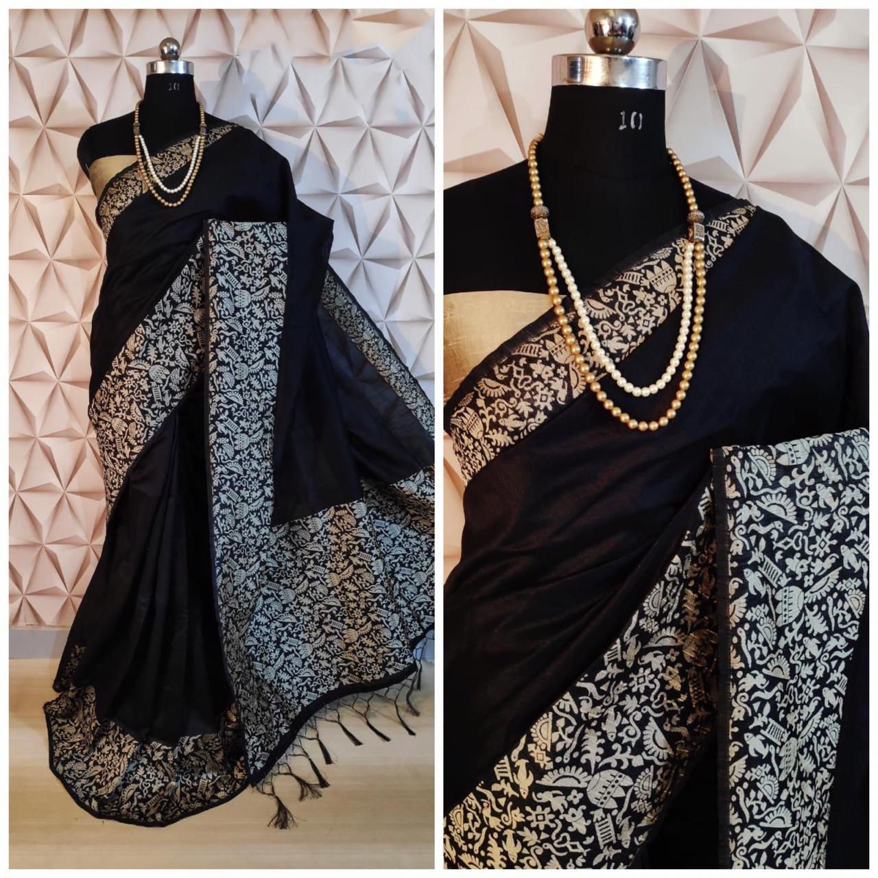 Stylish Row Silk Saree Collection - Black