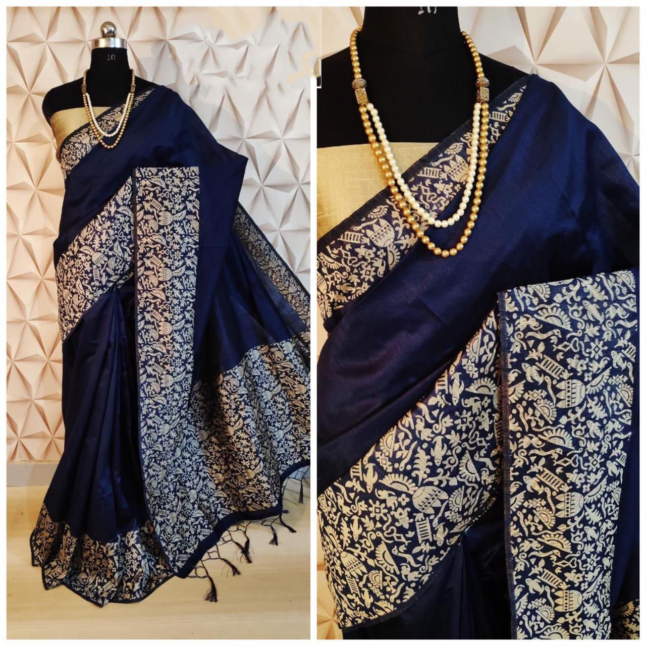 Stylish Row Silk Saree Collection - Blue