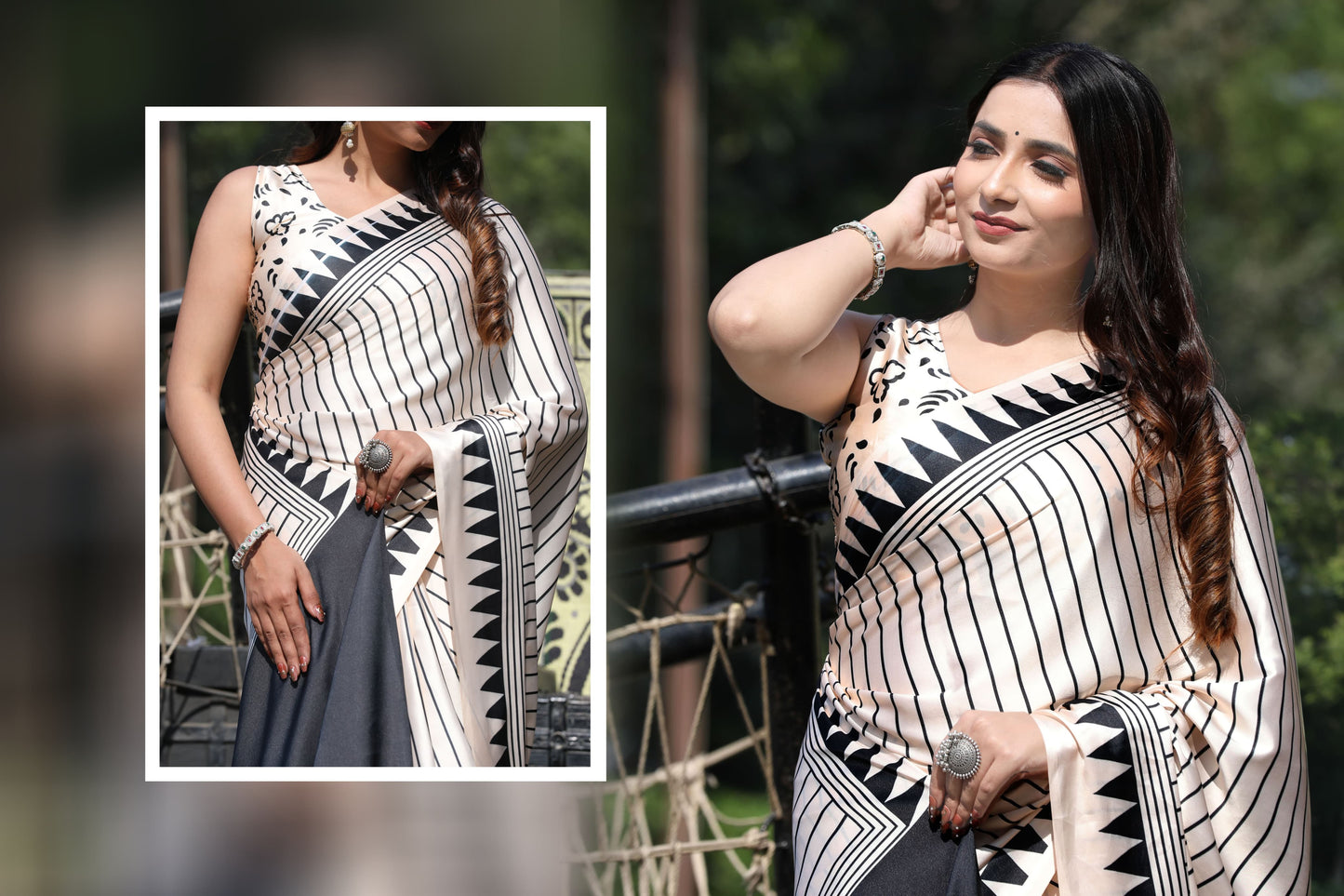 Sudha – Japan Satin Digital Print Saree A2