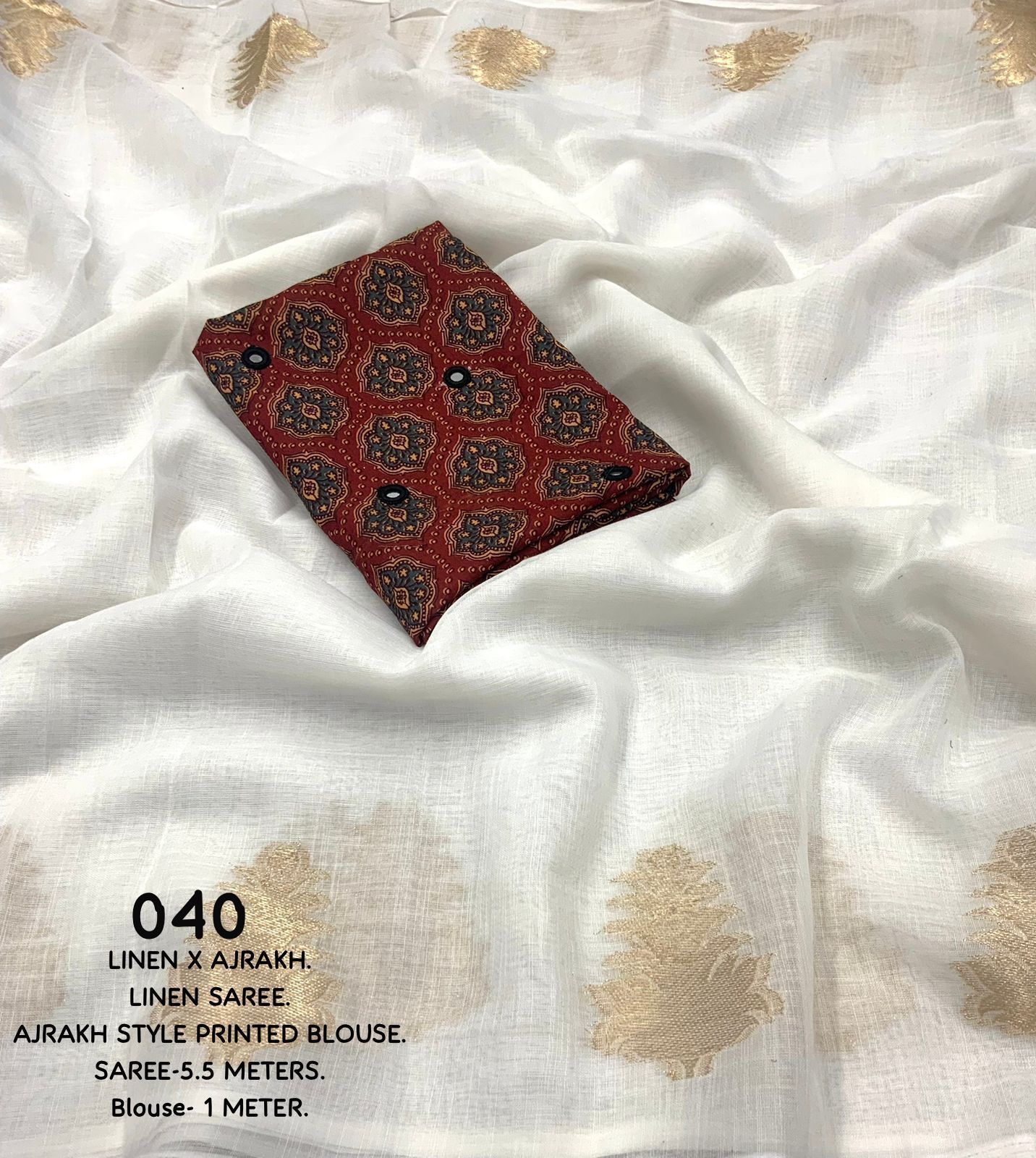 LINEN X AJRAKH – AK-007 White Leaf Edition