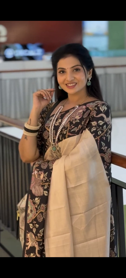 Laxmi Hathi Tussar Silk Saree with Elephant Print