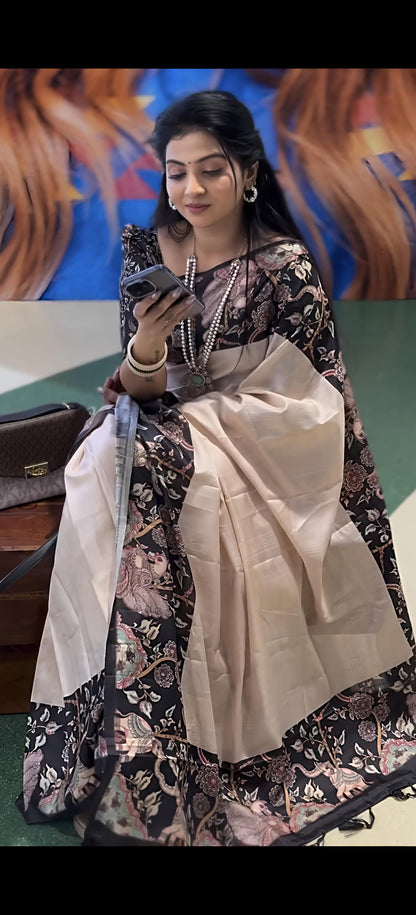 Laxmi Hathi Tussar Silk Saree with Elephant Print