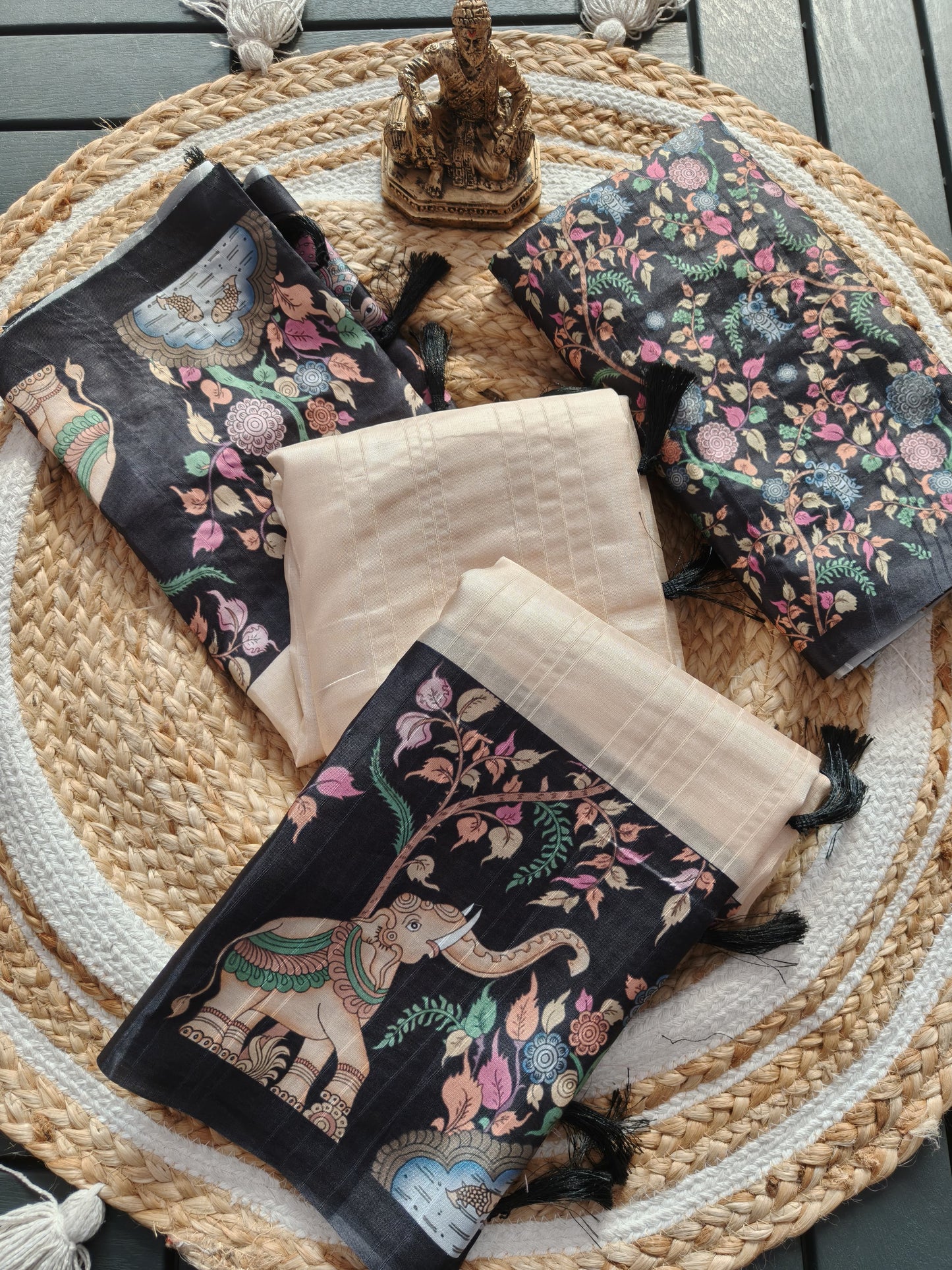 Laxmi Hathi Tussar Silk Saree with Elephant Print