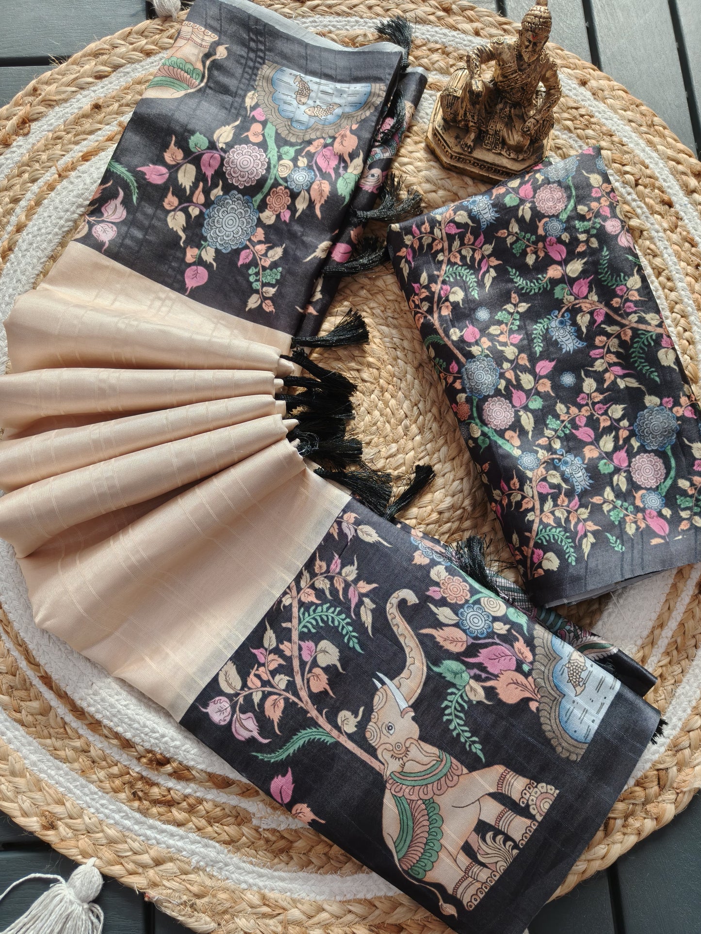 Laxmi Hathi Tussar Silk Saree with Elephant Print