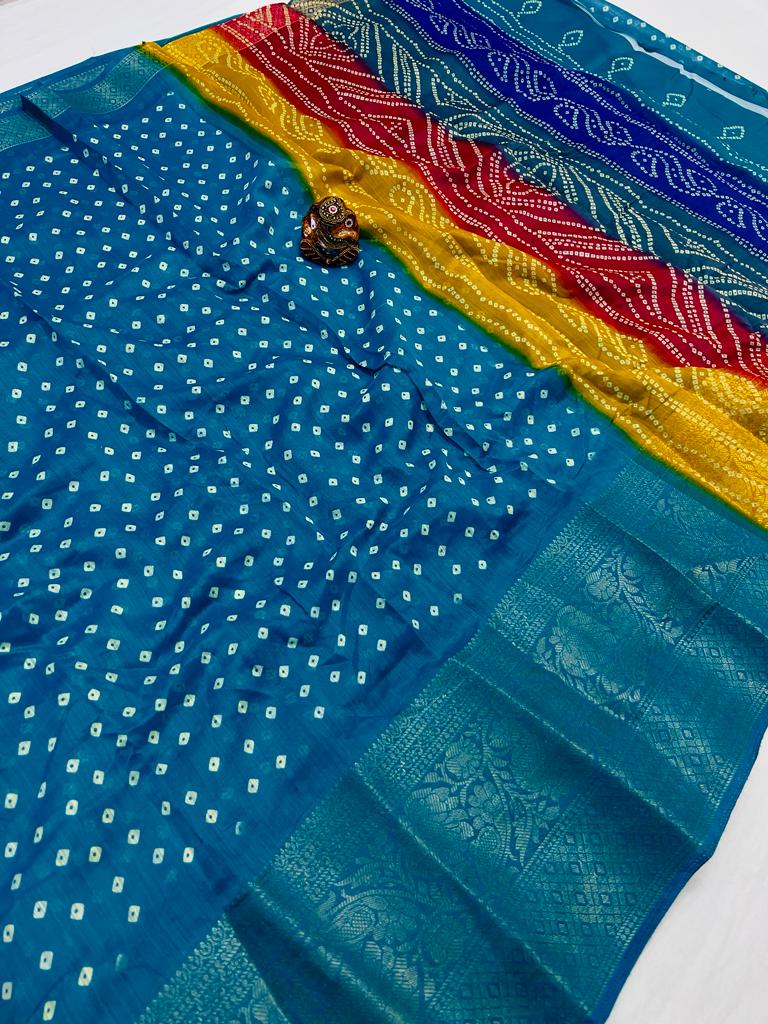 Bandhej Saree with Jacquard Weaving A2